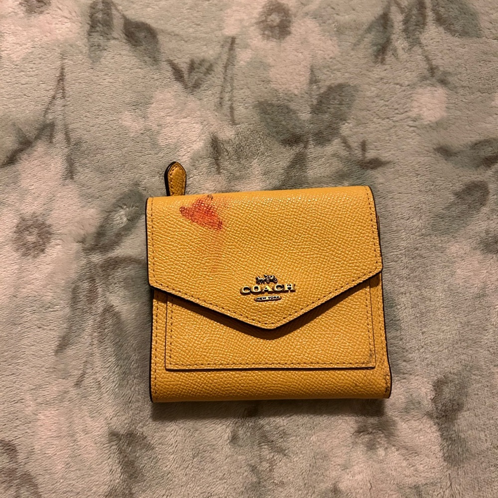 Yellow leather coach wallet